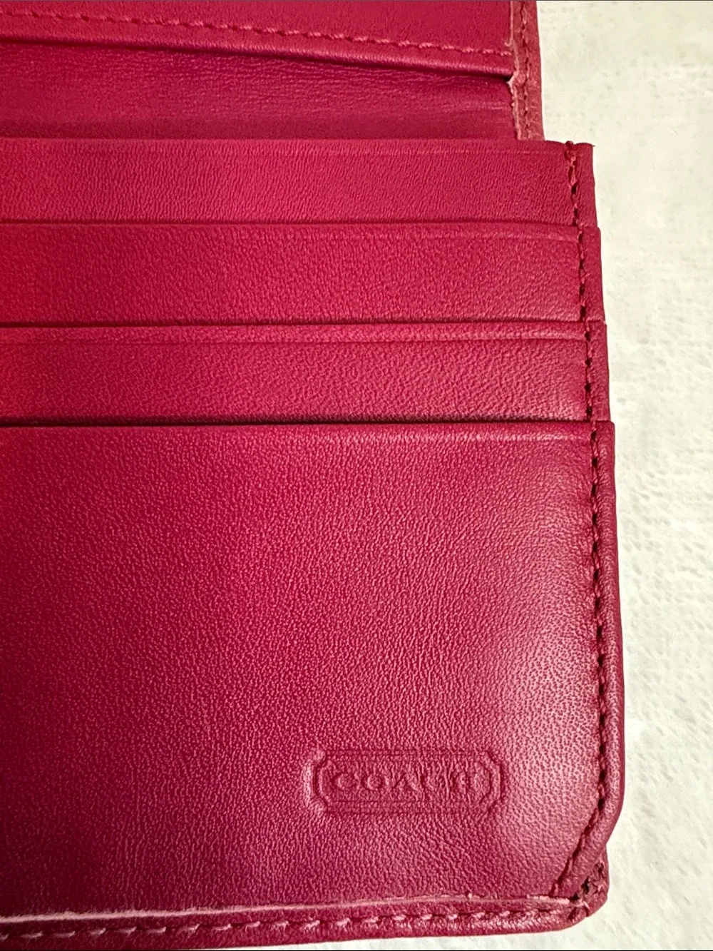 Coach Signature Canvas Wallet with Pink Trim